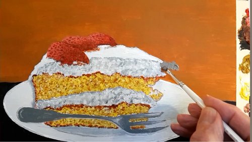 Malen mit Rainer: Eine Erdbeer-Sahne-Torte malen