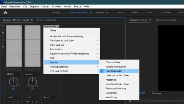 Loudness Radar in Adobe Premiere Pro aktivieren