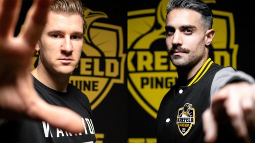 Crosscheck: Krefeld Pinguine - Spieler Lucas Lessio und Jerome Flaake, Geschäftsführer Peer Schopp