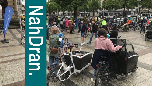 NahDran: Fahrraddemo "Kidical Mass" in Bielefeld, Ausstellung "ODER kann das WEG?", Lärmspaziergang
