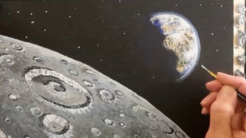 Malen mit Rainer: Mondlandschaft in Acryl