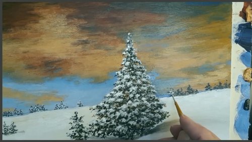 Malen mit Rainer: Sonnenuntergang im Winter