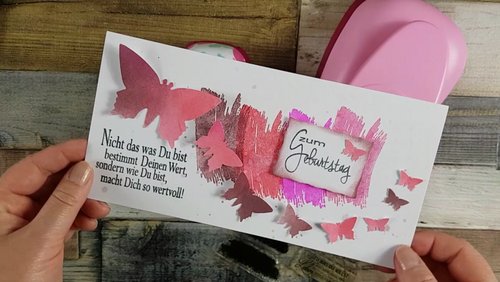 dakrela: Geburtstagskarte mit Schmetterlingen selber machen