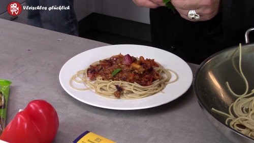 Vleischlos glücklich: Spaghetti Bolognese mit Tofu-Hack