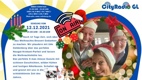 CityRadio GL: Rheinlandtaler für Café Leichtsinn, Nougat-Krokant-Parfait, Weihnachtsgeschichten