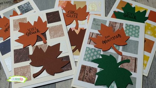 dakrela: Fünf herbstliche Karten aus Papierresten basteln