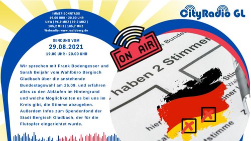 CityRadio GL: Frank Bodengesser und Sarah Beijahr, Wahlbüro Bergisch Gladbach - Bundestagswahl 2021