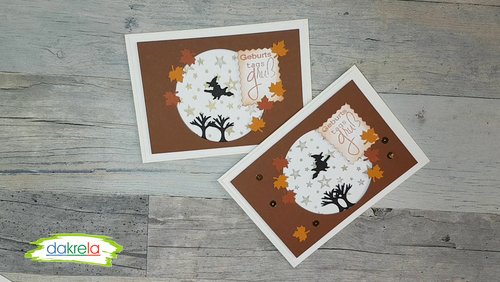 dakrela: Herbstliche Geburtstagskarte basteln mit Stanzern - Feierabendkarte
