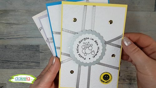 dakrela: Kartenbasteln - Grußkarten mit Papier und Satinband